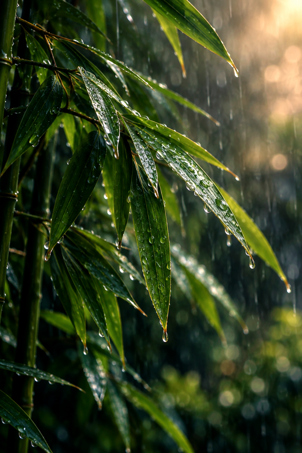 Bamboo in rain portrait